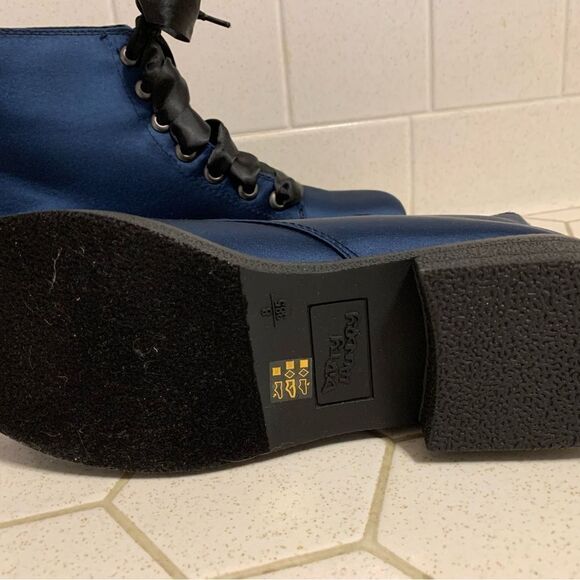 Blue and Black Lace Up Boots with Rugged Sole - Picture 5 of 6